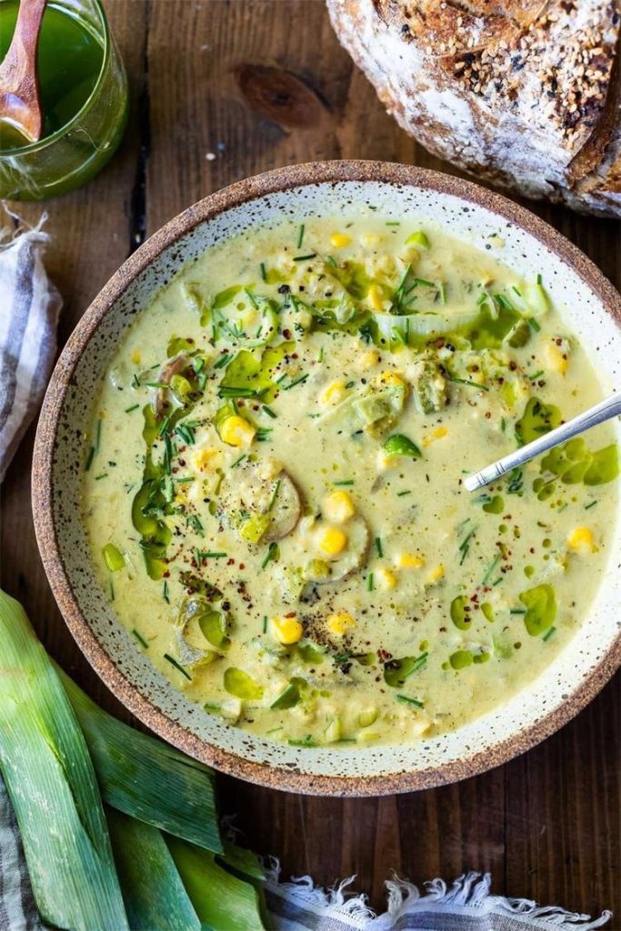 Coconut Corn Chowder with Leeks