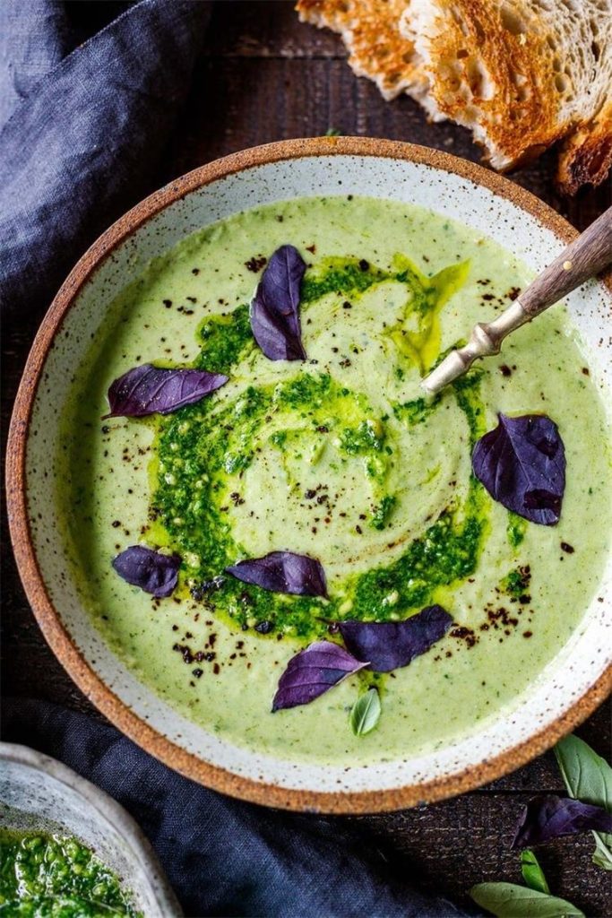 Creamy Broccoli Pesto Soup