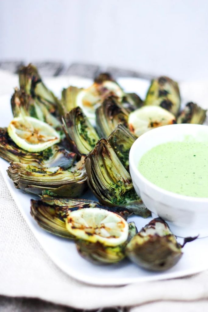 Grilled Artichokes with Basil Aioli