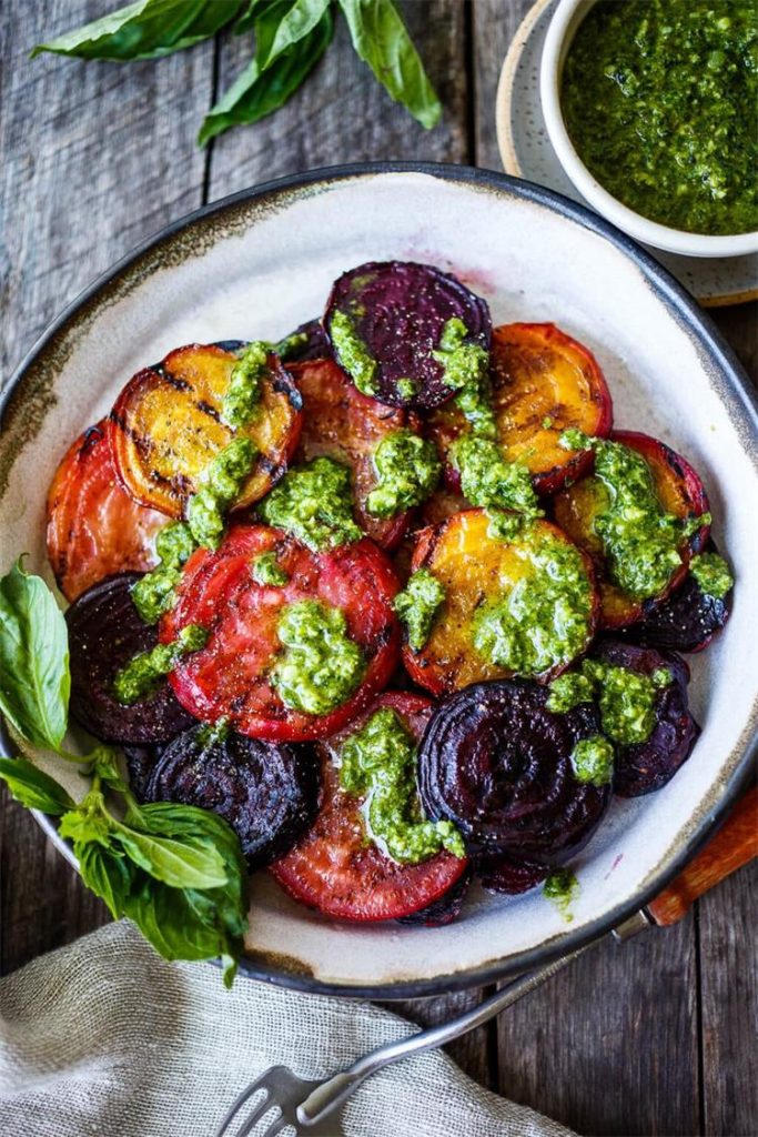 Grilled Beets with Pesto