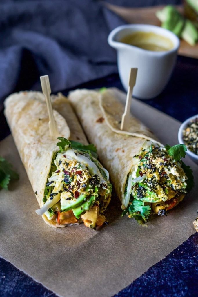 Miso Tofu Wrap with Winter Squash and Furikake