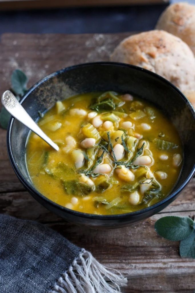 Pumpkin Soup with Leeks and White beans