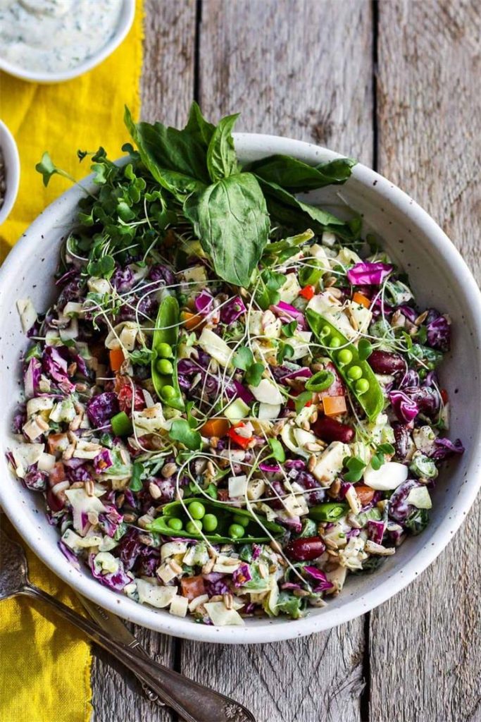 Rainbow Chopped Salad with Herbed Yogurt Dressing