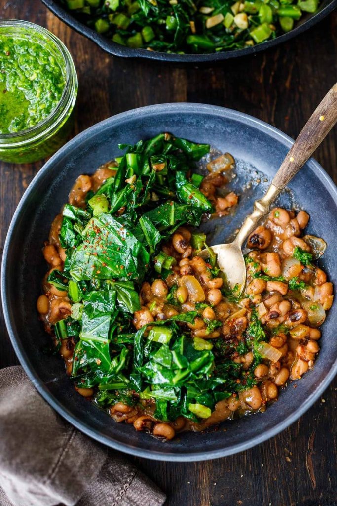 Smoky Black Eyed Peas and Collard Greens