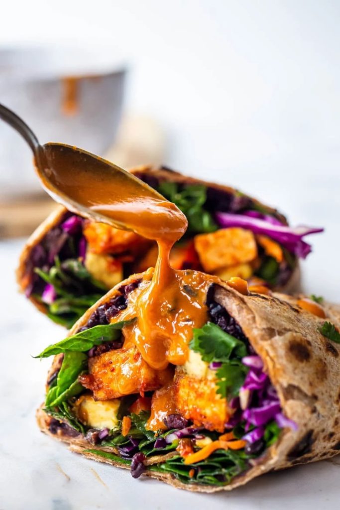 Thai Burrito with Peanut Sauce