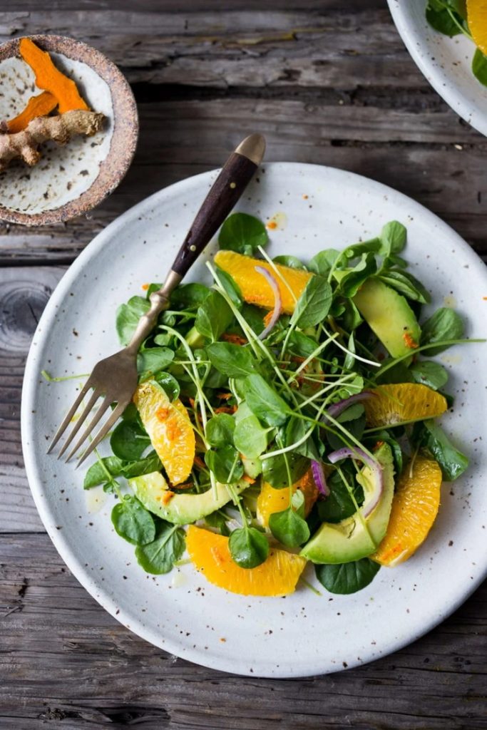 Watercress Salad with Orange Avocado Red Onion